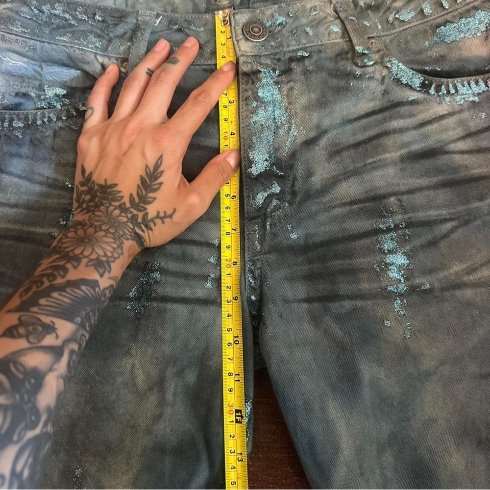 Men's Teal Turquoise Robin's Jeans - Picture 7 of 8